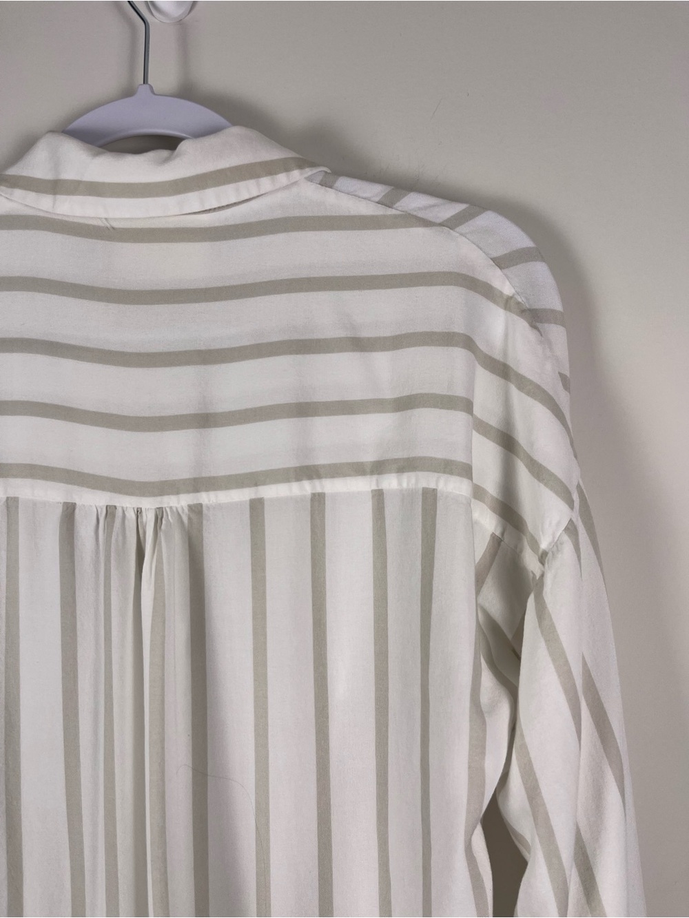 Anthropologie Maeve Neutral Striped Button-Up Tie Front Top Size XS Lightweight - Picture 6 of 11